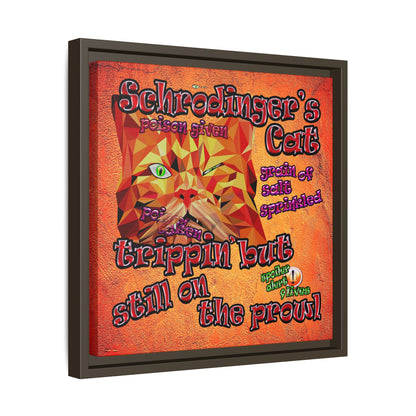 schrodinger's cat - framed canvas art (burnt orange)