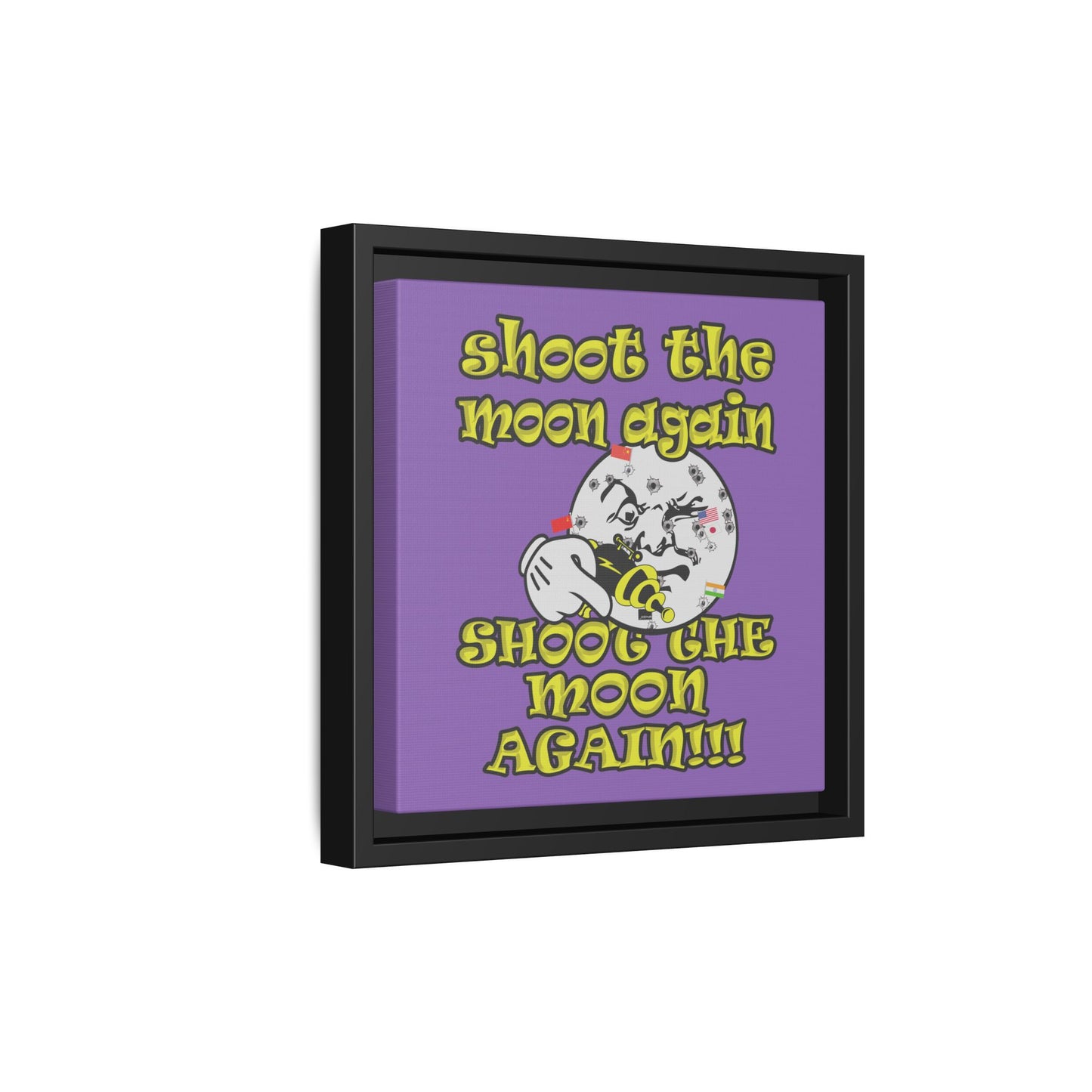 shoot the moon again - framed canvas art (light purple)