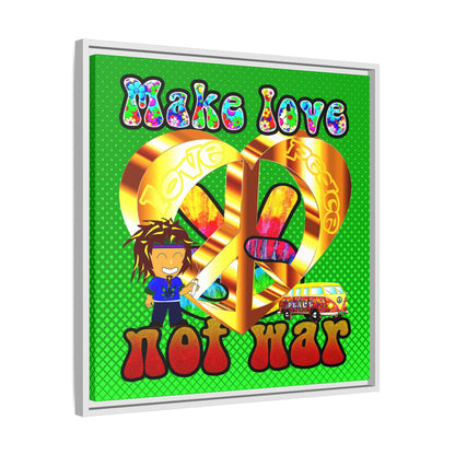 love peace - framed canvas art (logo green)