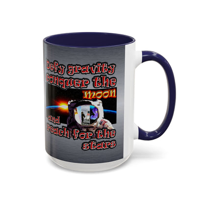 defy conquer reach - Accent Mug (brushed nickel)