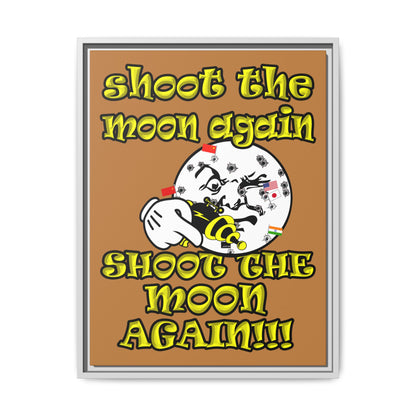 shoot the moon again - framed canvas art (light brown)