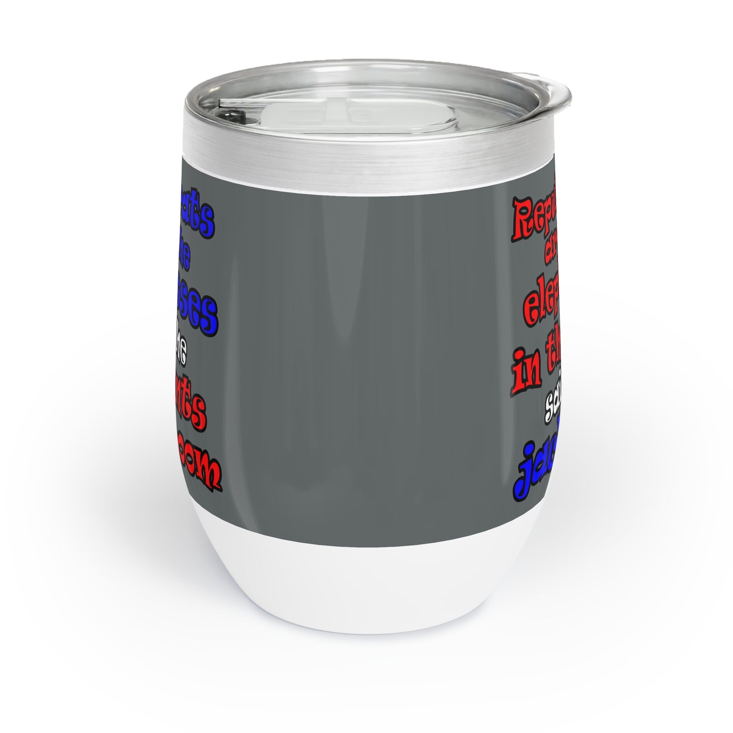 donkeys and elephants - Chill Wine Tumbler (dark grey)