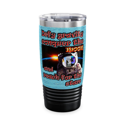 defy conquer reach - Ringneck Tumbler, 20oz (faded blue)