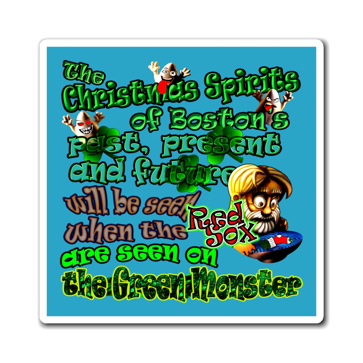 christmas spirits of boston - Magnets - (turquoise)
