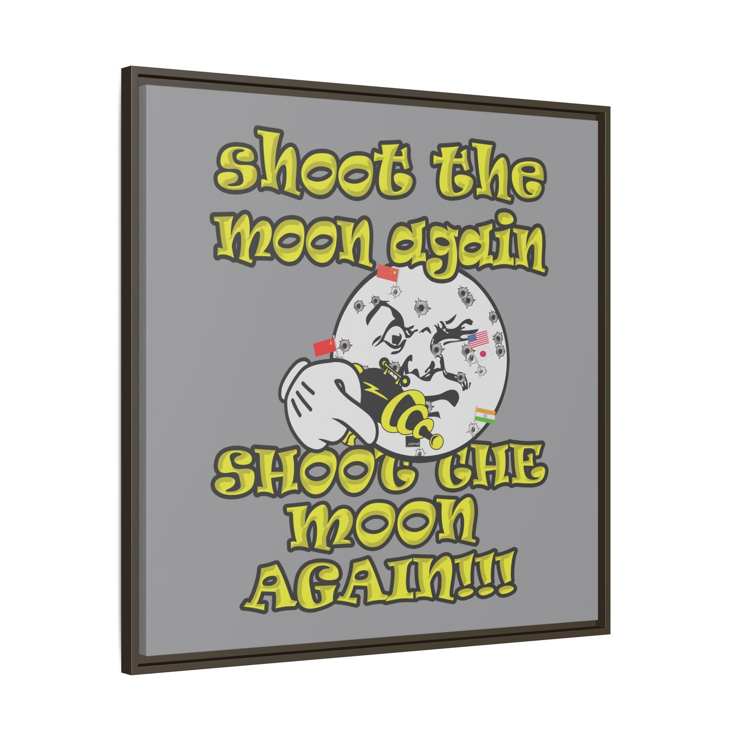 shoot the moon again - framed canvas art (grey)