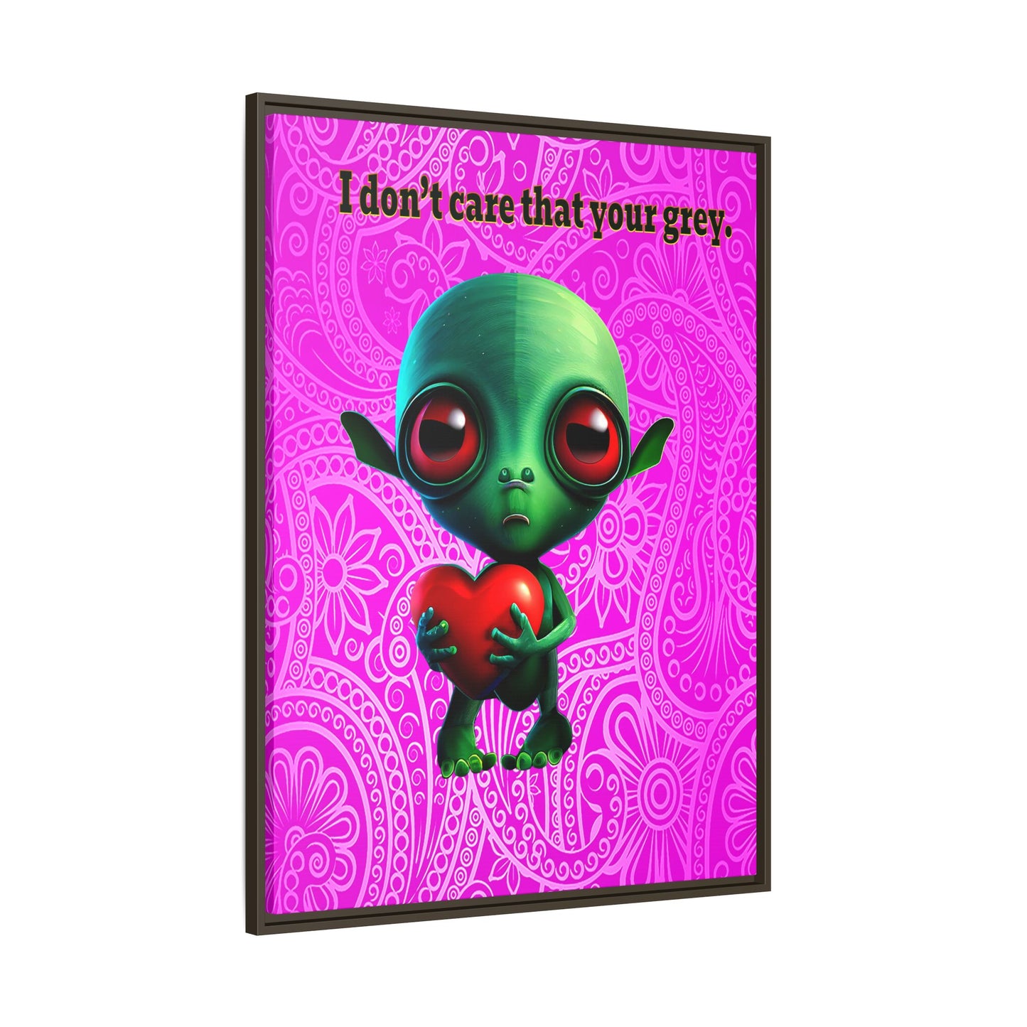I don't care that your grey - framed canvas art (pink swirl)