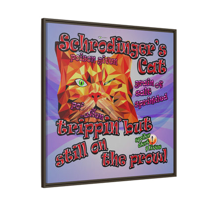 schrodinger's cat - framed canvas art (light blue-pink wave)