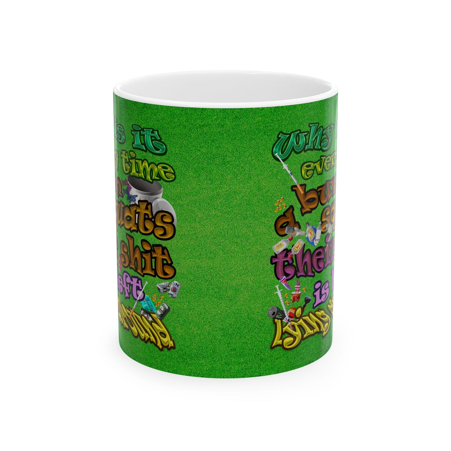 the bum's shit - White Mug (green turf)