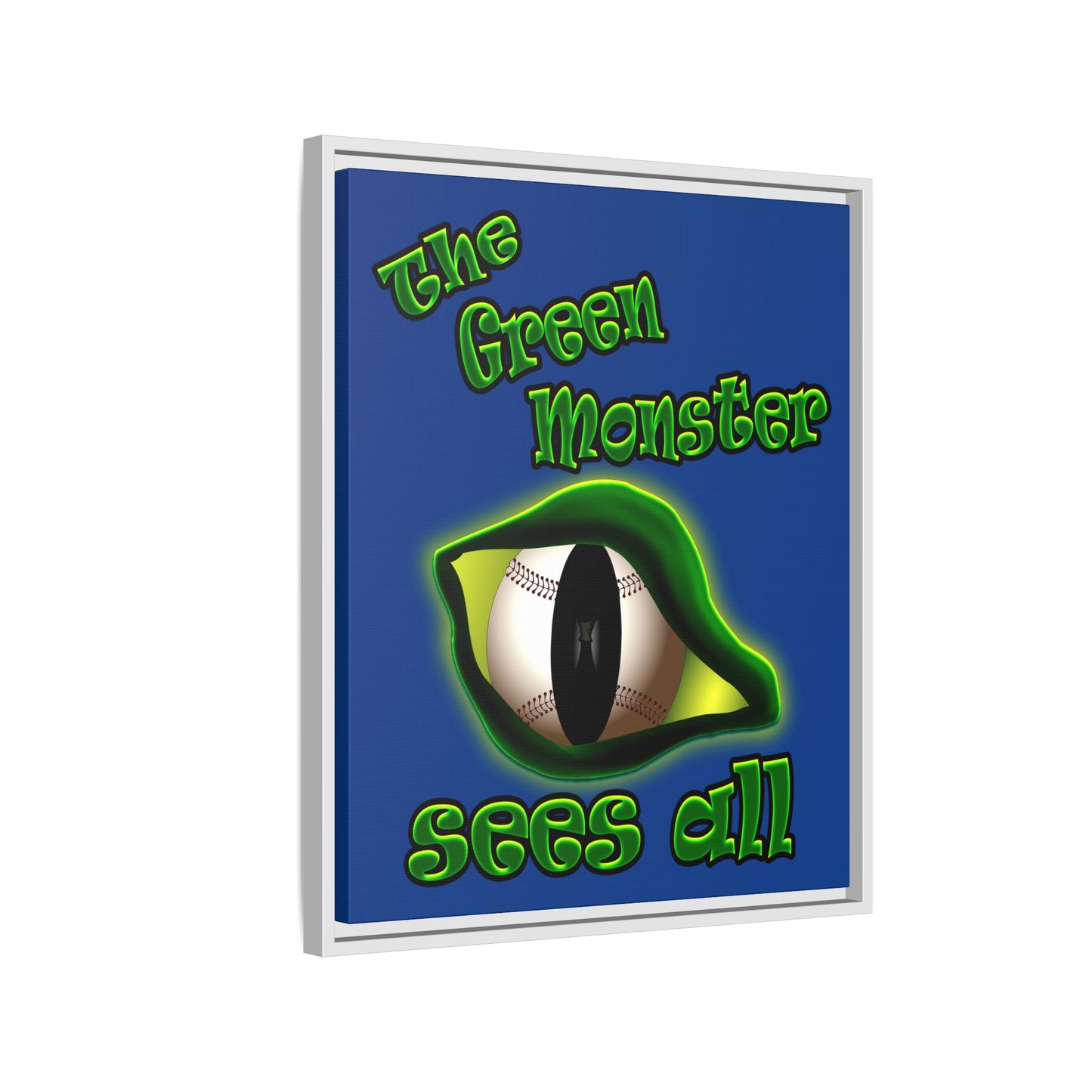 green monster - framed canvas art (dark blue)