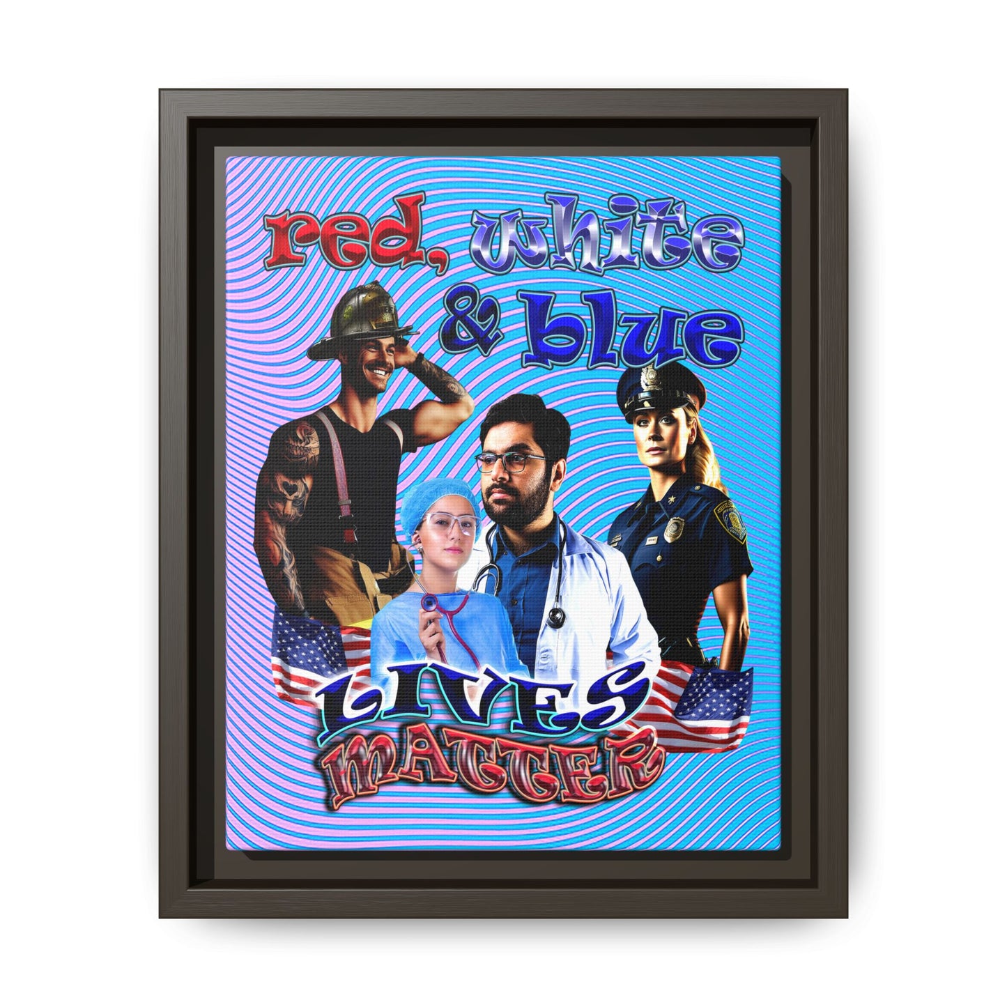rw&b lives matter - framed canvas art (light blue-purple wave)