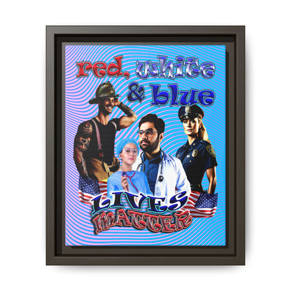 rw&b lives matter - framed canvas art (light blue-purple wave)