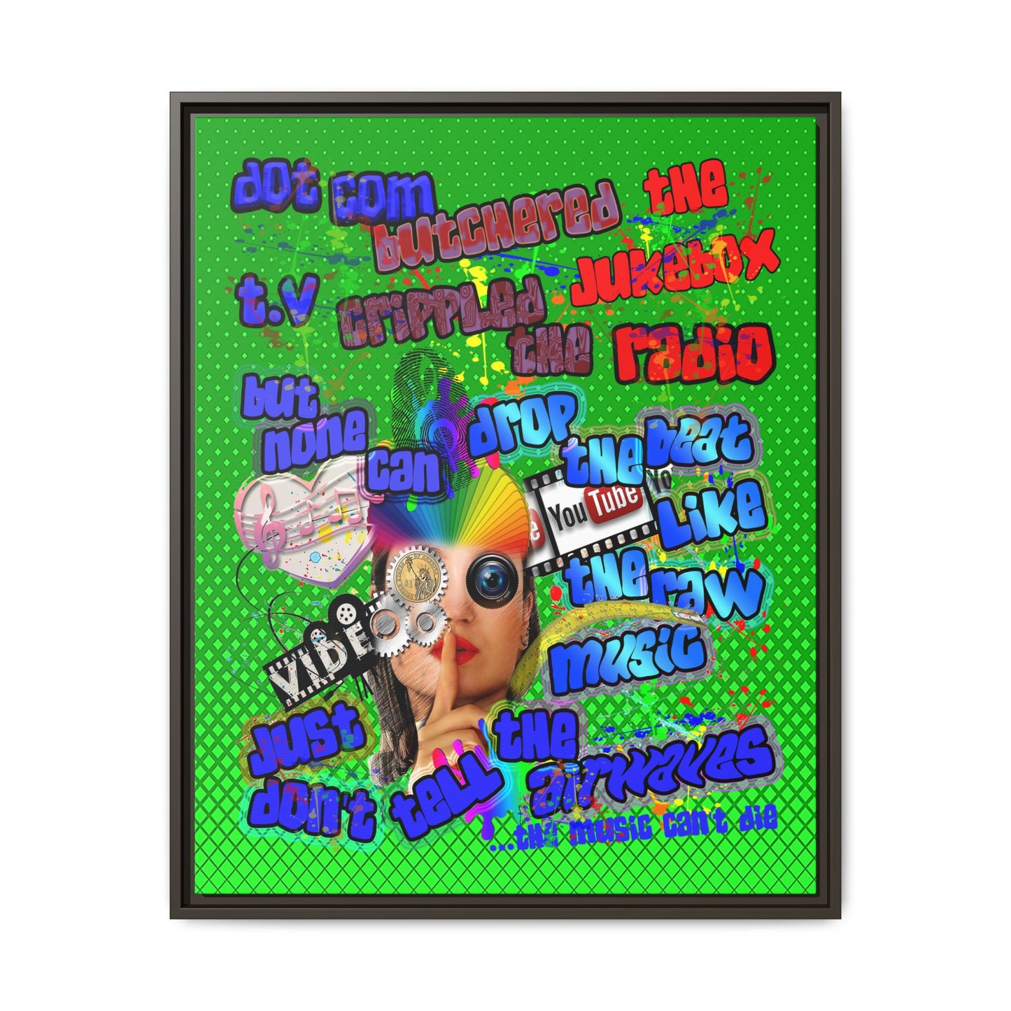 drop the beat - framed canvas art (logo green)