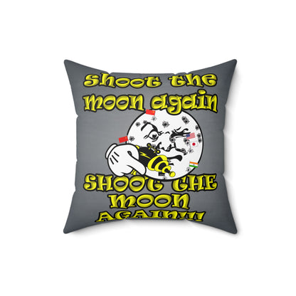 shoot the moon again - Spun Polyester Square Pillow - (grey-light grey)
