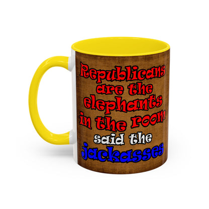 donkeys and elephants - Accent Mug (brown papyrus)