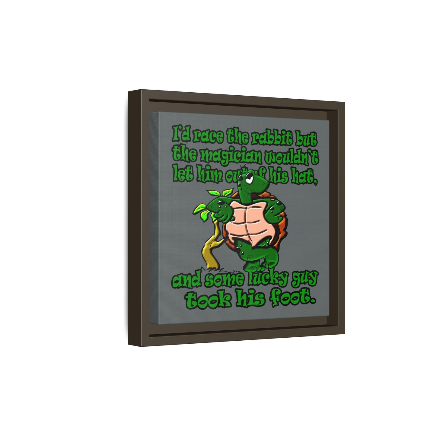 turtle race - framed canvas art (dark grey)