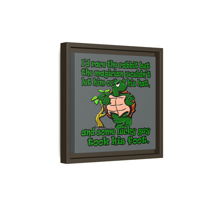 turtle race - framed canvas art (dark grey)