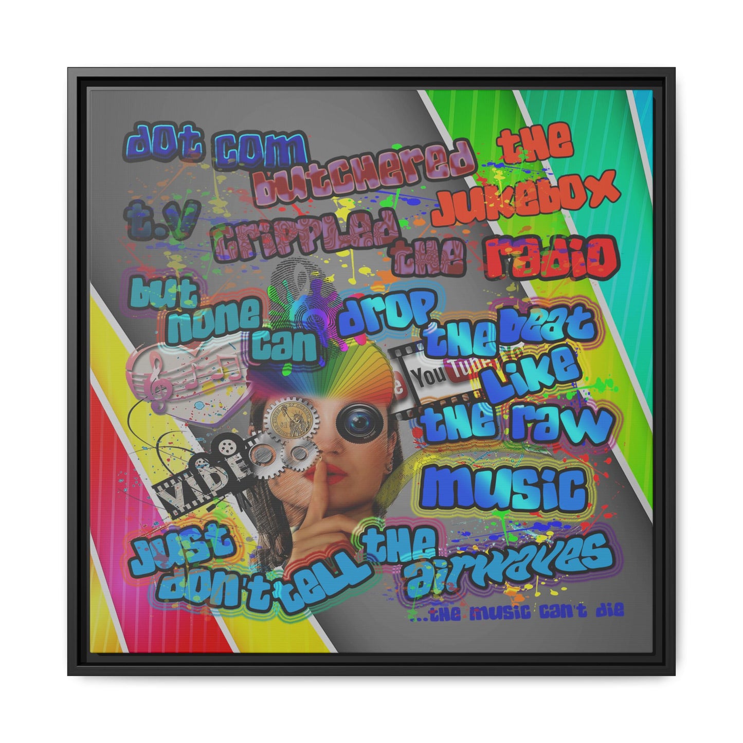 drop the beat - framed canvas art (rainbow split)