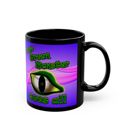 green monster - Black Mug (purple-pink wave)