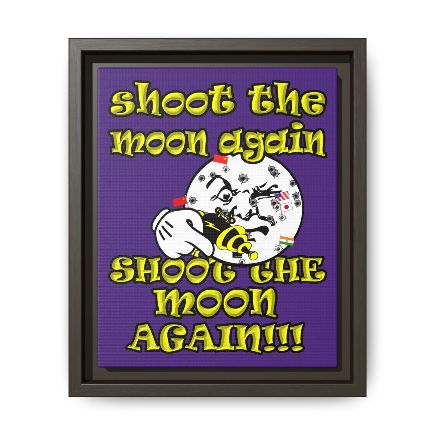 shoot the moon again - framed canvas art (purple)