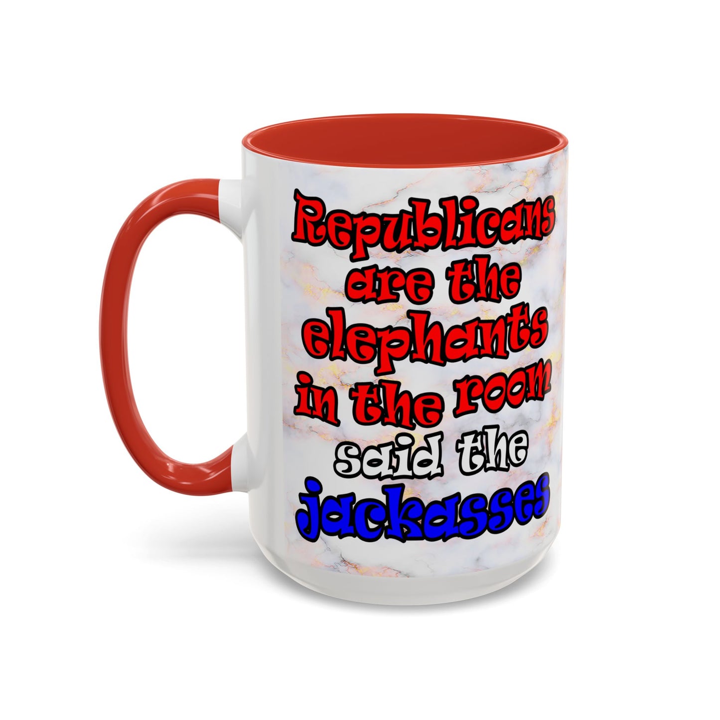 donkeys and elephants - Accent Mug (white marble)