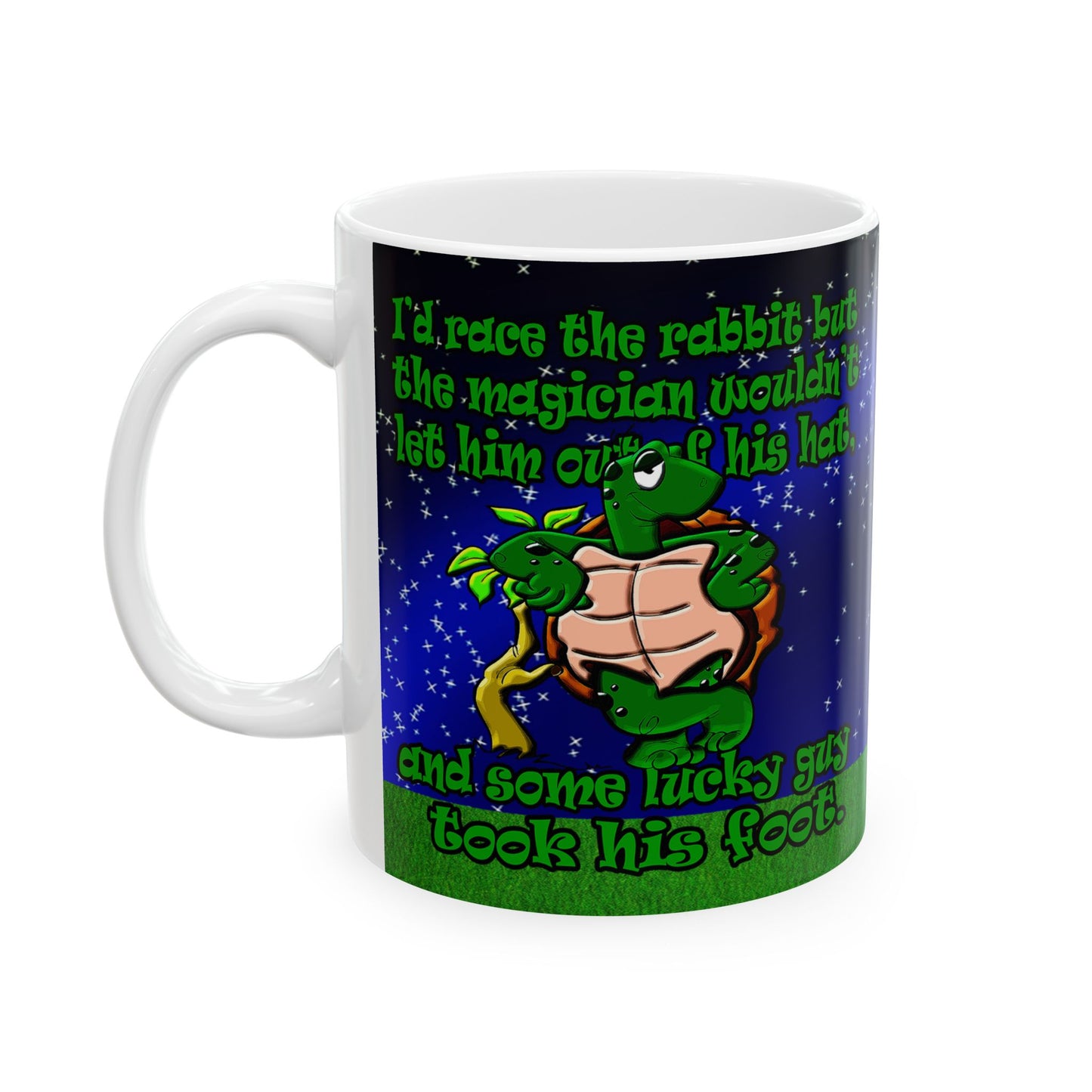 turtle race - White Mug ('snoops' background)