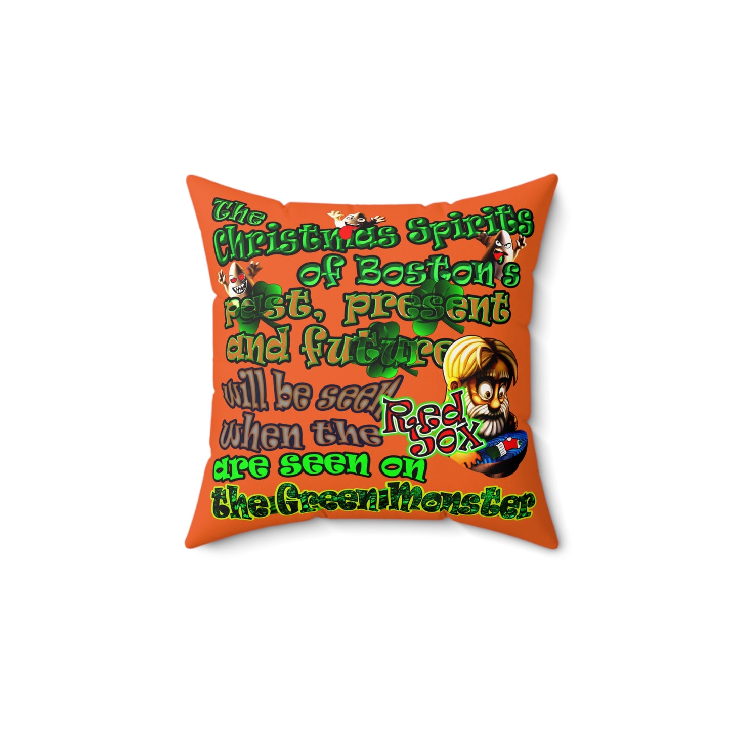 christmas spirits of boston - Faux Suede Square Pillow - (orange)