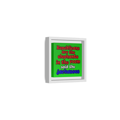 donkeys and elephants - framed canvas art (logo green)