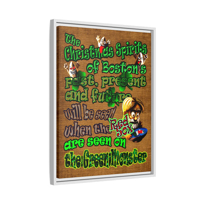 christmas spirits of boston - framed canvas art (brown papyrus)