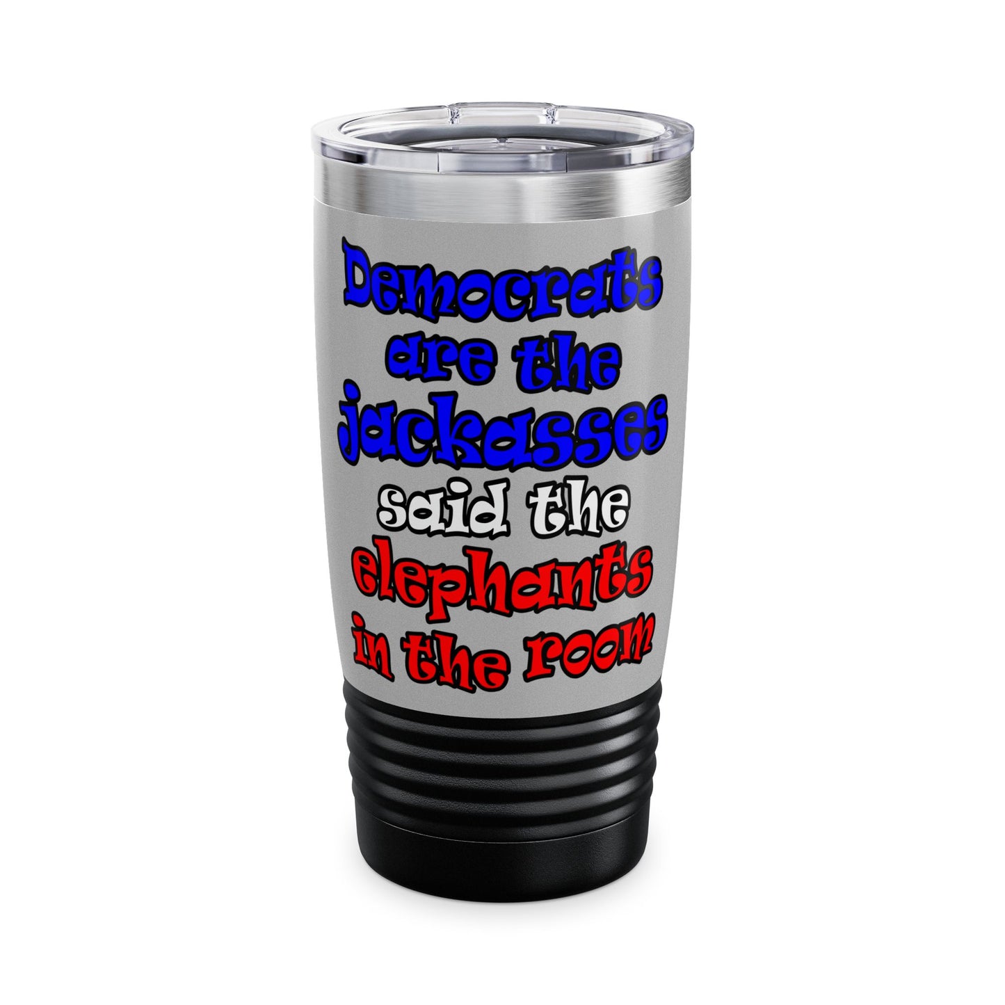 donkeys and elephants - Ringneck Tumbler, 20oz (light grey)