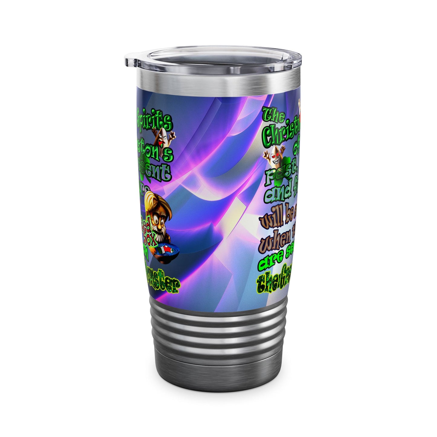 christmas spirits of boston - Ringneck Tumbler, 20oz (grey-pink wave)