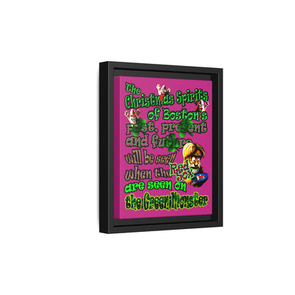 christmas spirits of boston - framed canvas art (pink)