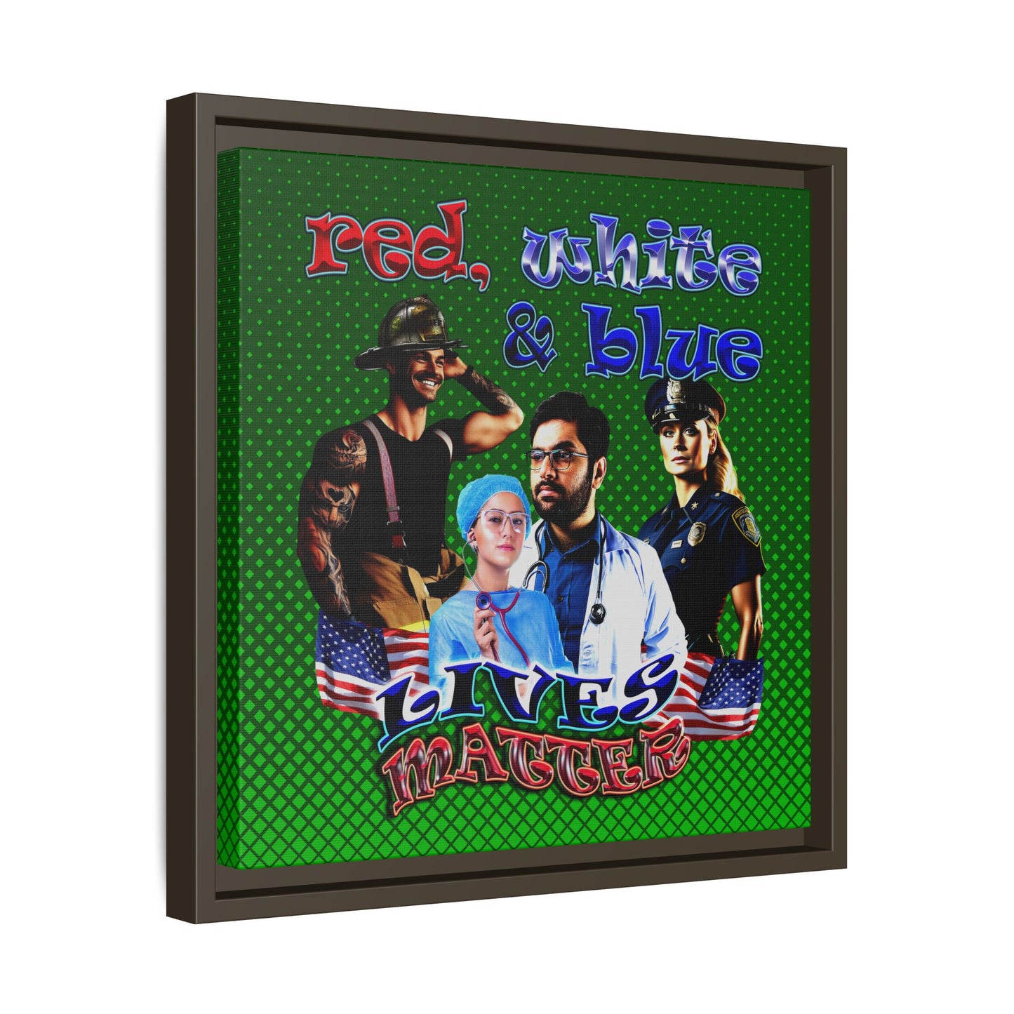 rw&b lives matter - framed canvas art (logo green)