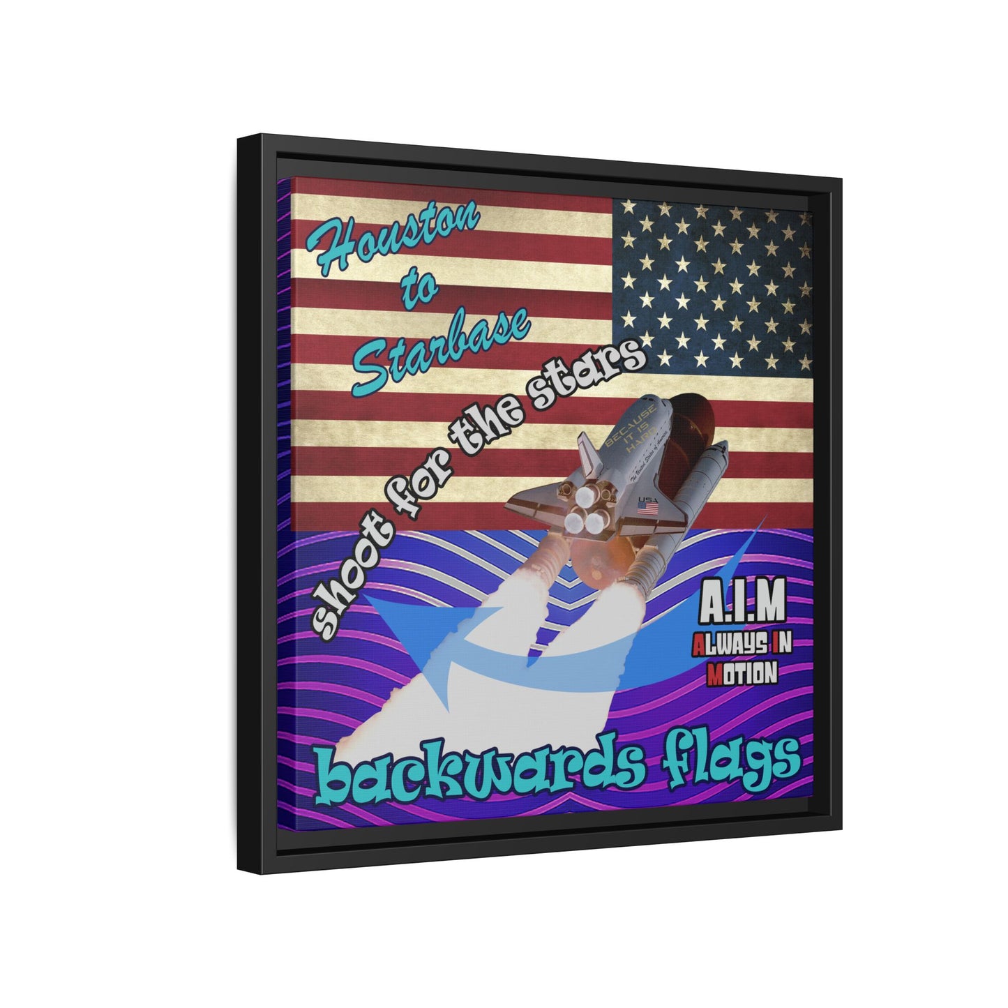 shoot for the stars - framed canvas art (purple wave)