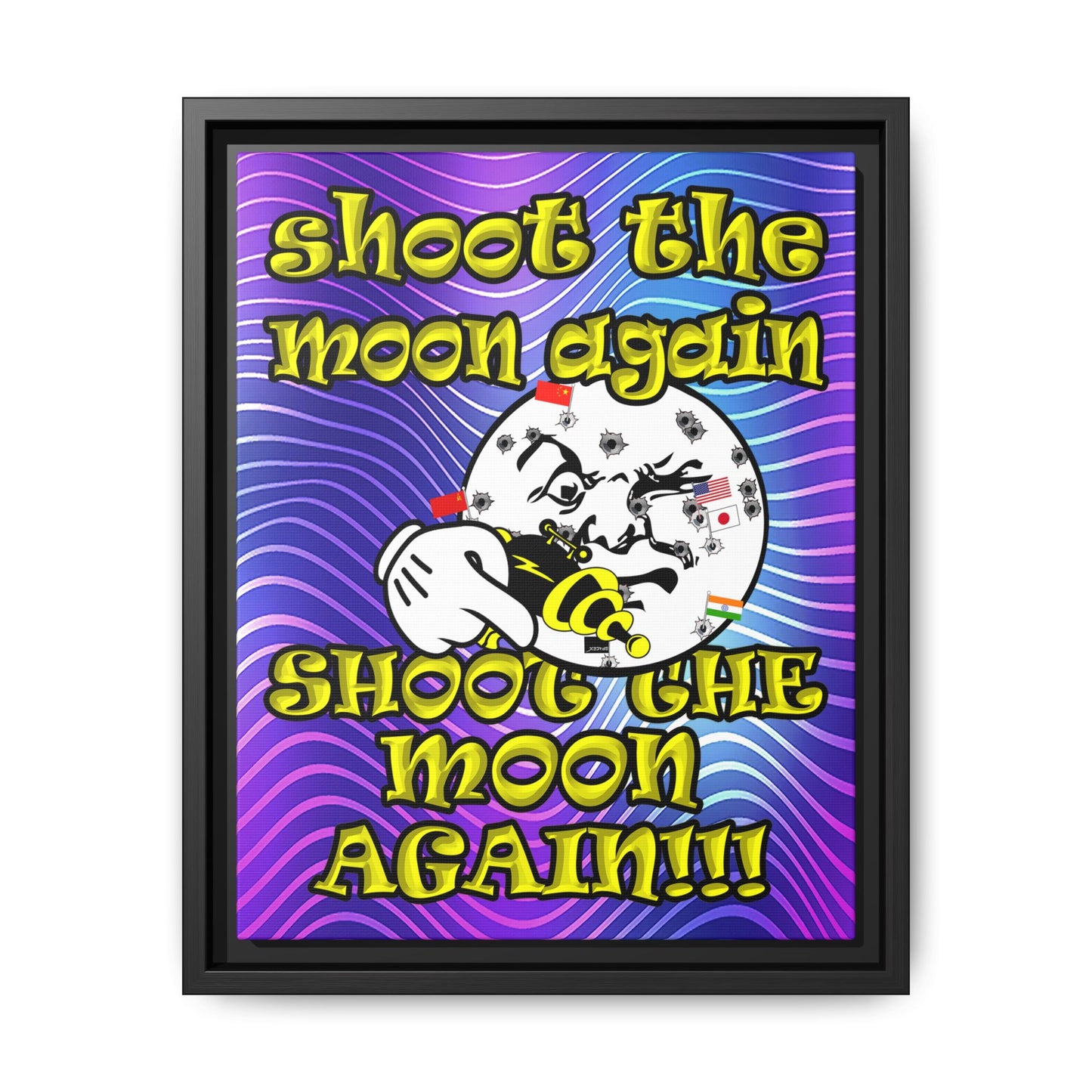 shoot the moon again - framed canvas art (purple wave)