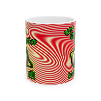 green monster - White Mug (yellow-orange wave)