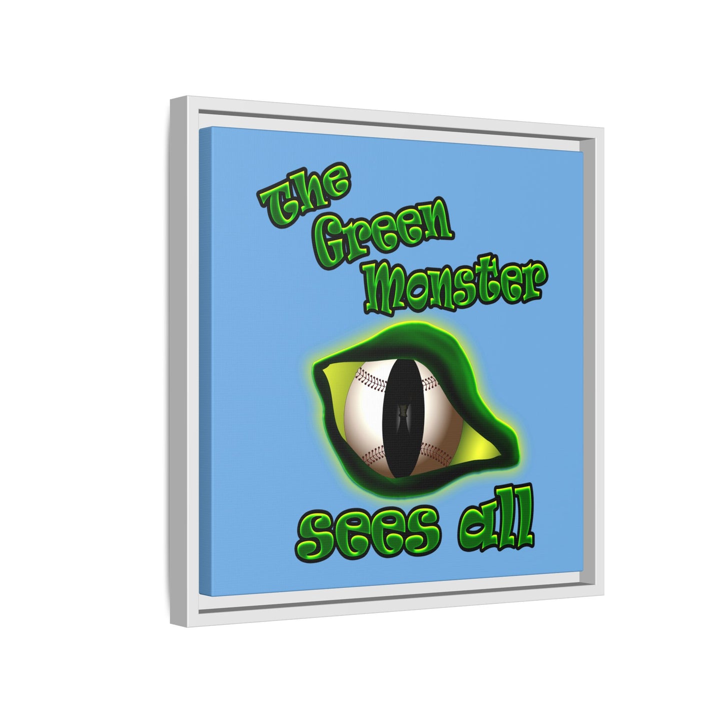 green monster - framed canvas art (light blue)