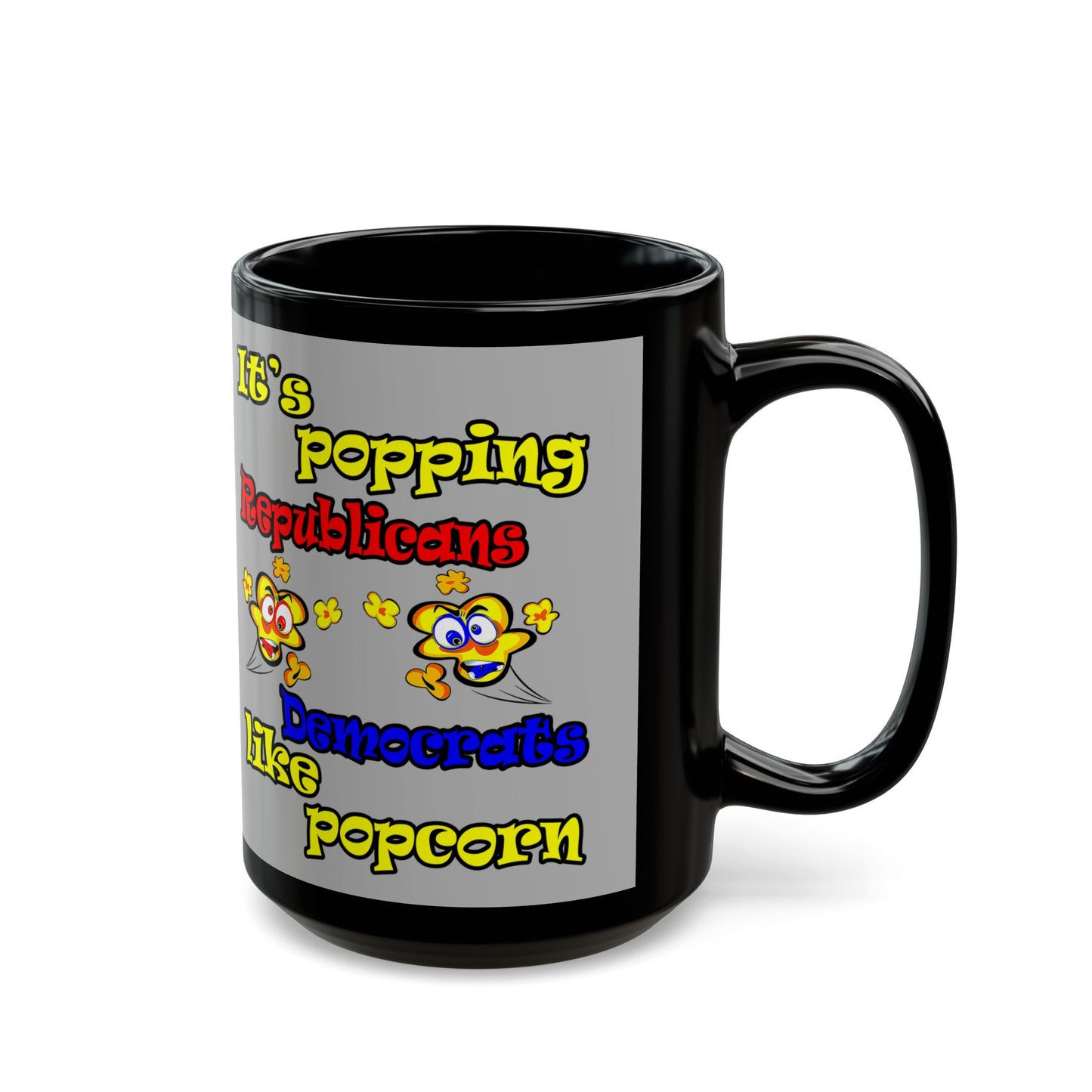 popping like popcorn - Black Mug (light grey)
