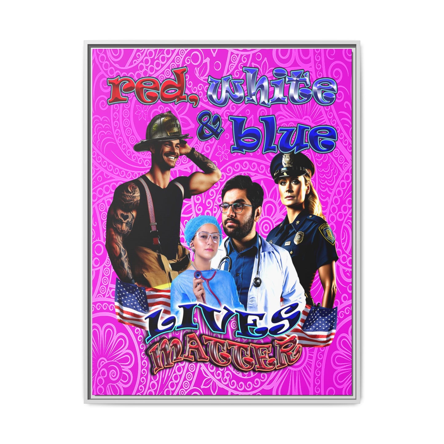 rw&b lives matter - framed canvas art (pink swirl)