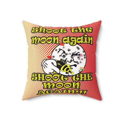 shoot the moon again - Faux Suede Square Pillow - (yellow-orange wave)