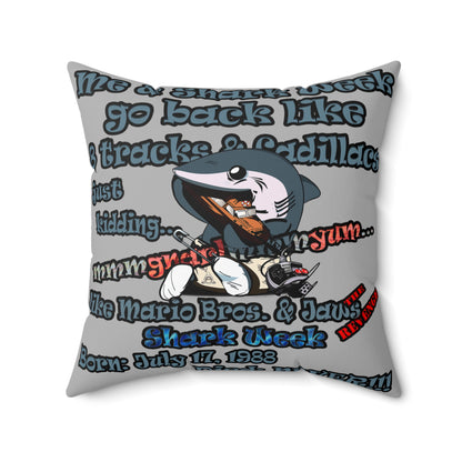 shark week - Spun Polyester Square Pillow - (light grey)