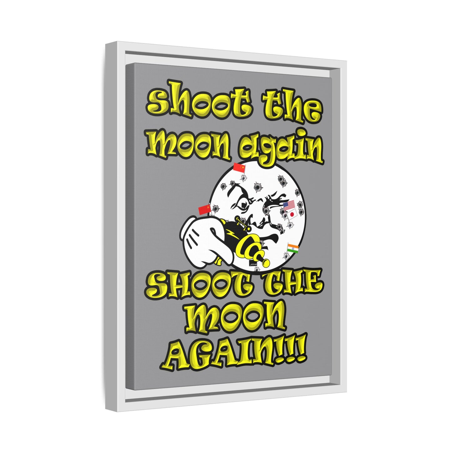 shoot the moon again - framed canvas art (grey)