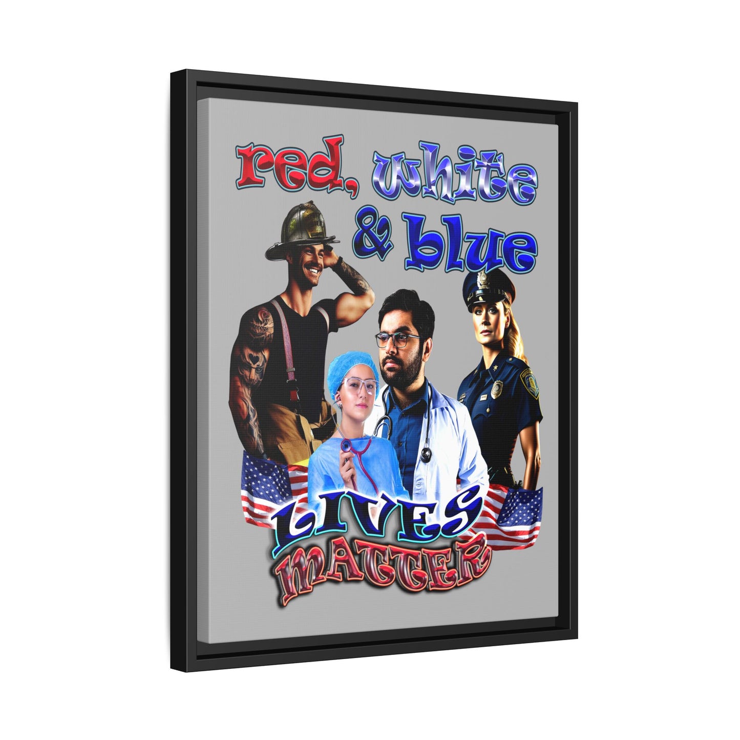 rw&b lives matter - framed canvas art (light grey)