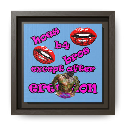 hoes b4 bros - framed canvas art (light blue)