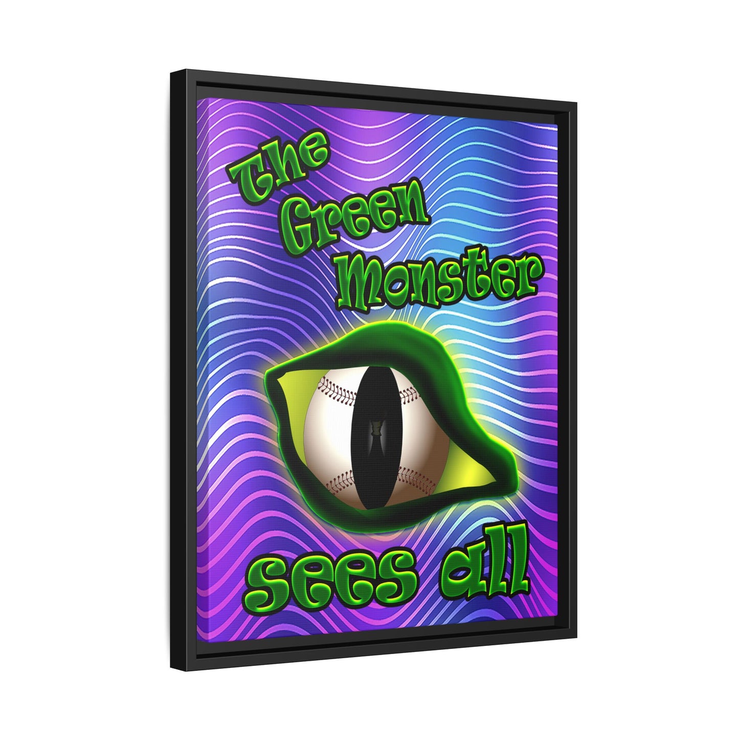 green monster - framed canvas art (purple wave)