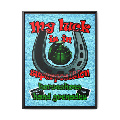 my luck - framed canvas art (faded blue)