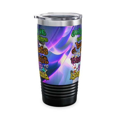 the bum's shit - Ringneck Tumbler, 20oz (grey-pink wave)