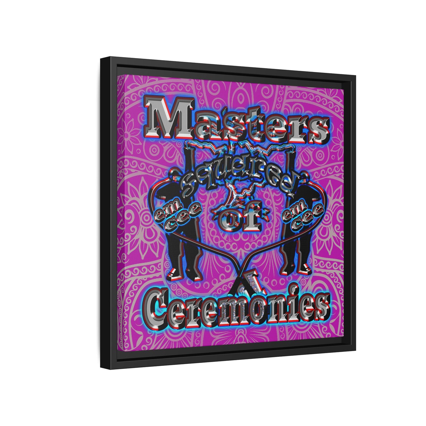 em cee squared - framed canvas art (pink swirl)