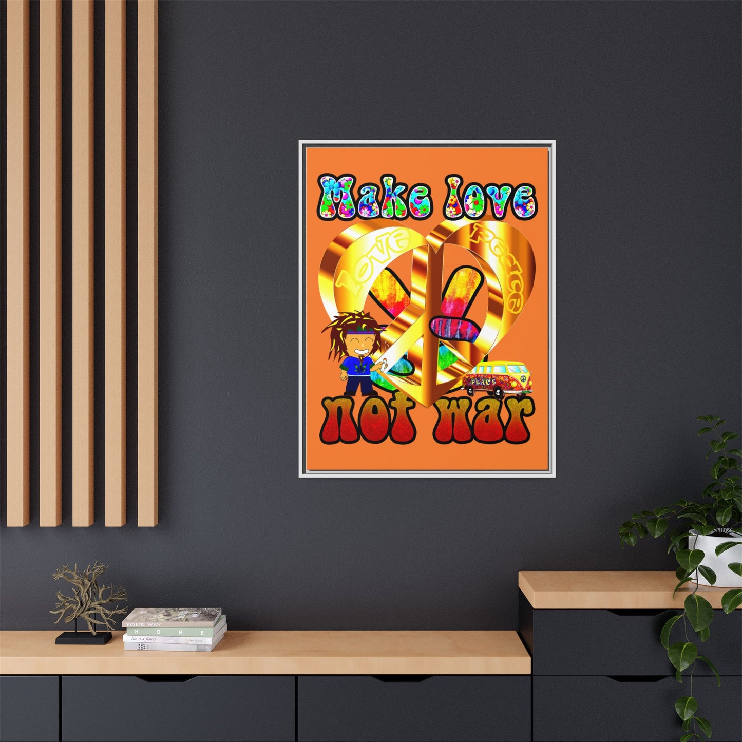 love peace - framed canvas art (crusta)