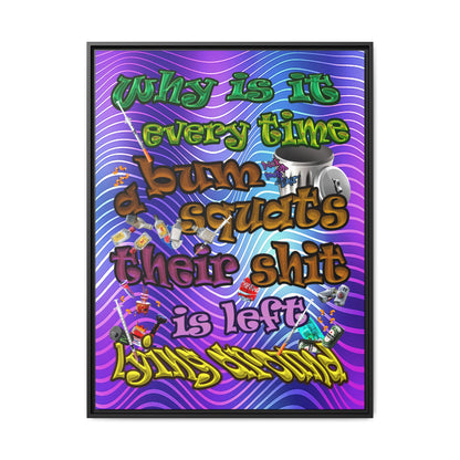 the bum's shit - framed canvas art (purple wave)