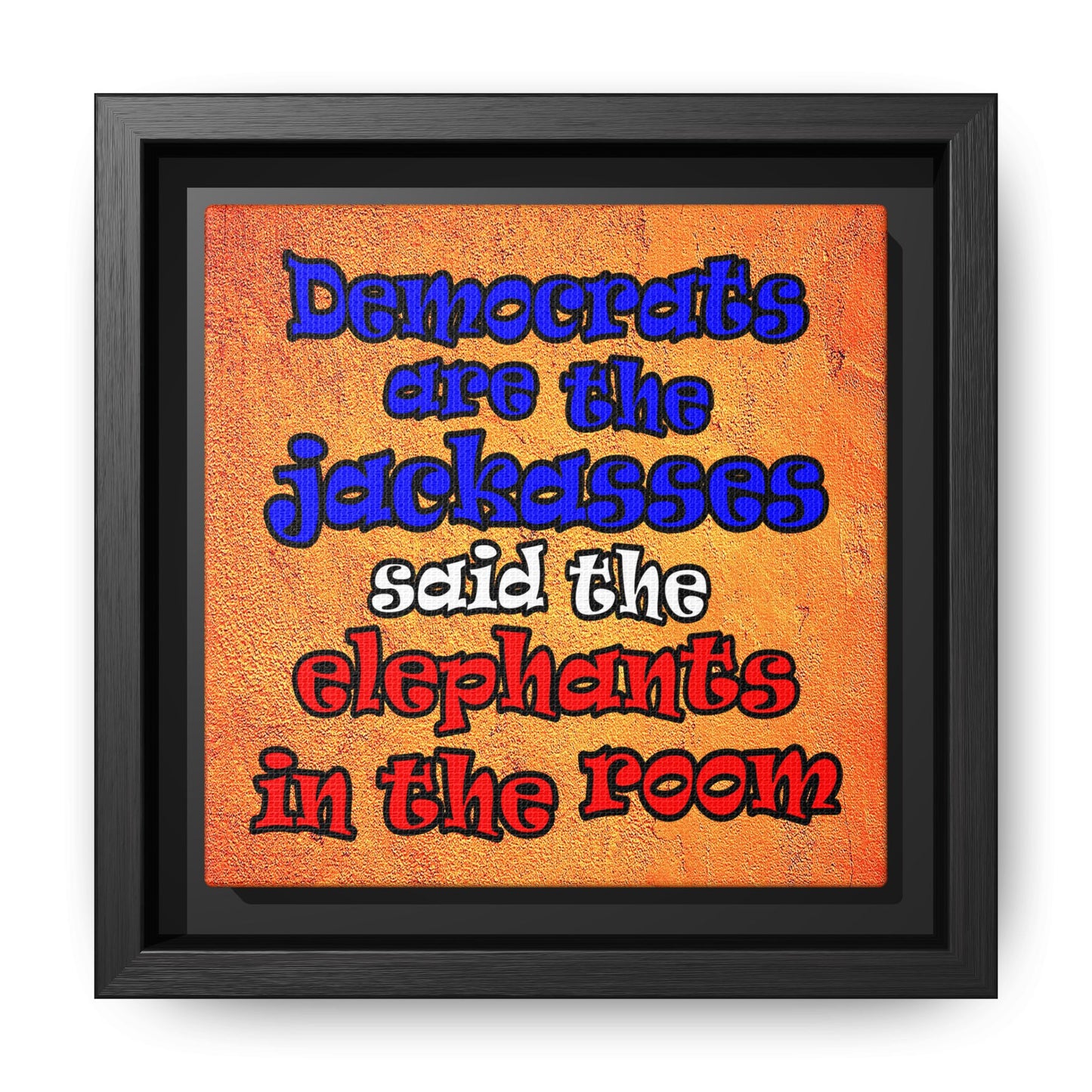donkeys and elephants - framed canvas art (burnt orange)